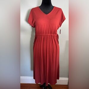 Old Navy - Rust Terracotta Red/Orange V-Neck Dress - NWT - Large